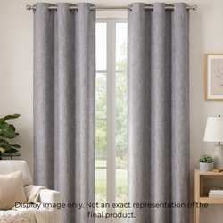 Smoke Eyelet Curtain Collection – Elegant grey textured eyelet curtains, woven from premium curtaining fabric for depth and modern simplicity. Designed to complement living rooms, bedrooms, and offices, each curtain is proudly made in South Africa with quality craftsmanship and timeless appeal